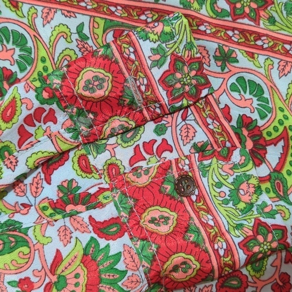Mia Beach Boutique Silk Blend Hippie Floral  Boho Blouse button Up Shirt ~M - Picture 3 of 8